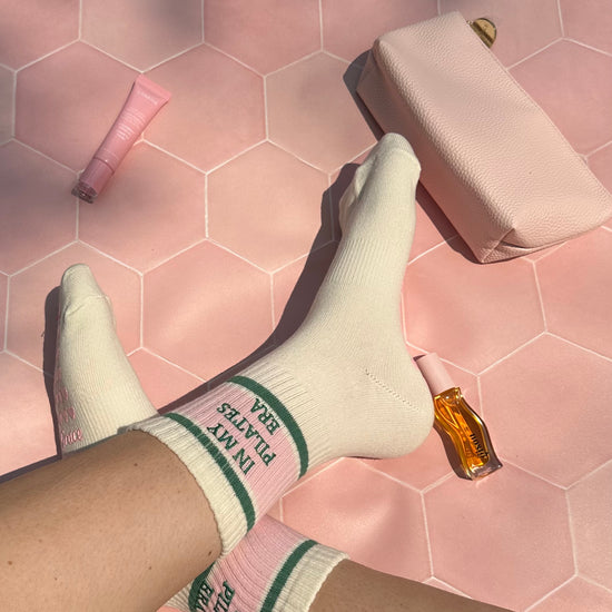 Green pink exercise grips