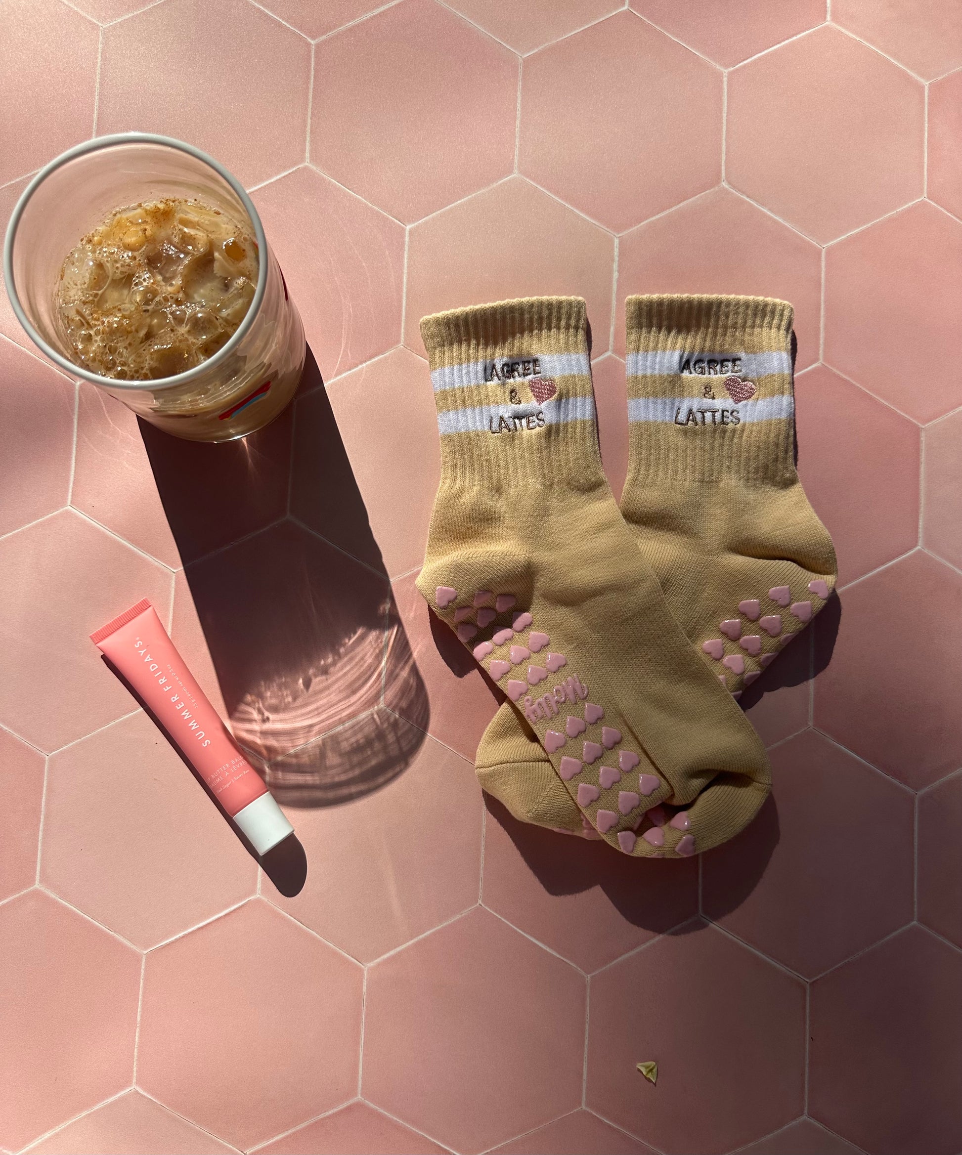 Tan workout grip socks