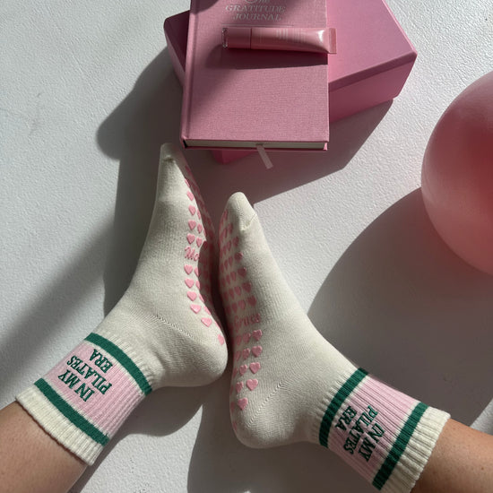 Pink green non-slip socks