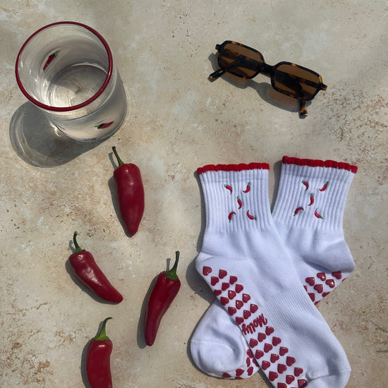 Yoga red chili socks