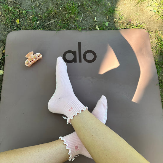 Pink cozy grip socks