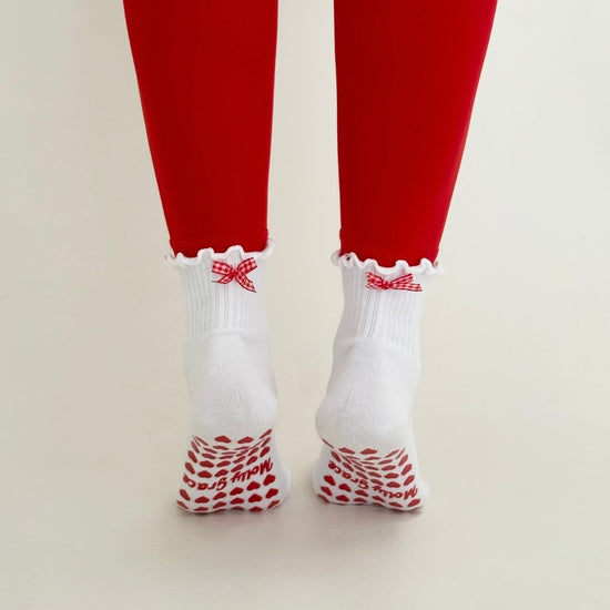 Red heart grip socks
