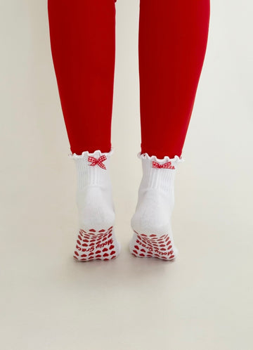 Red heart grip socks