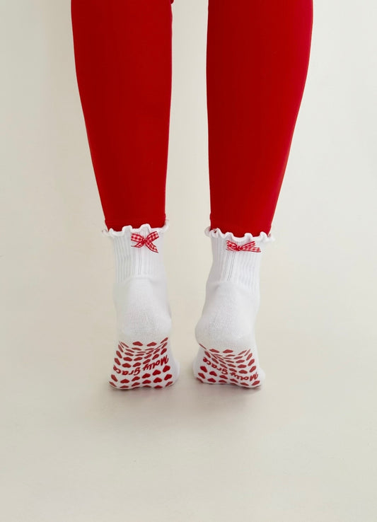 Red heart grip socks