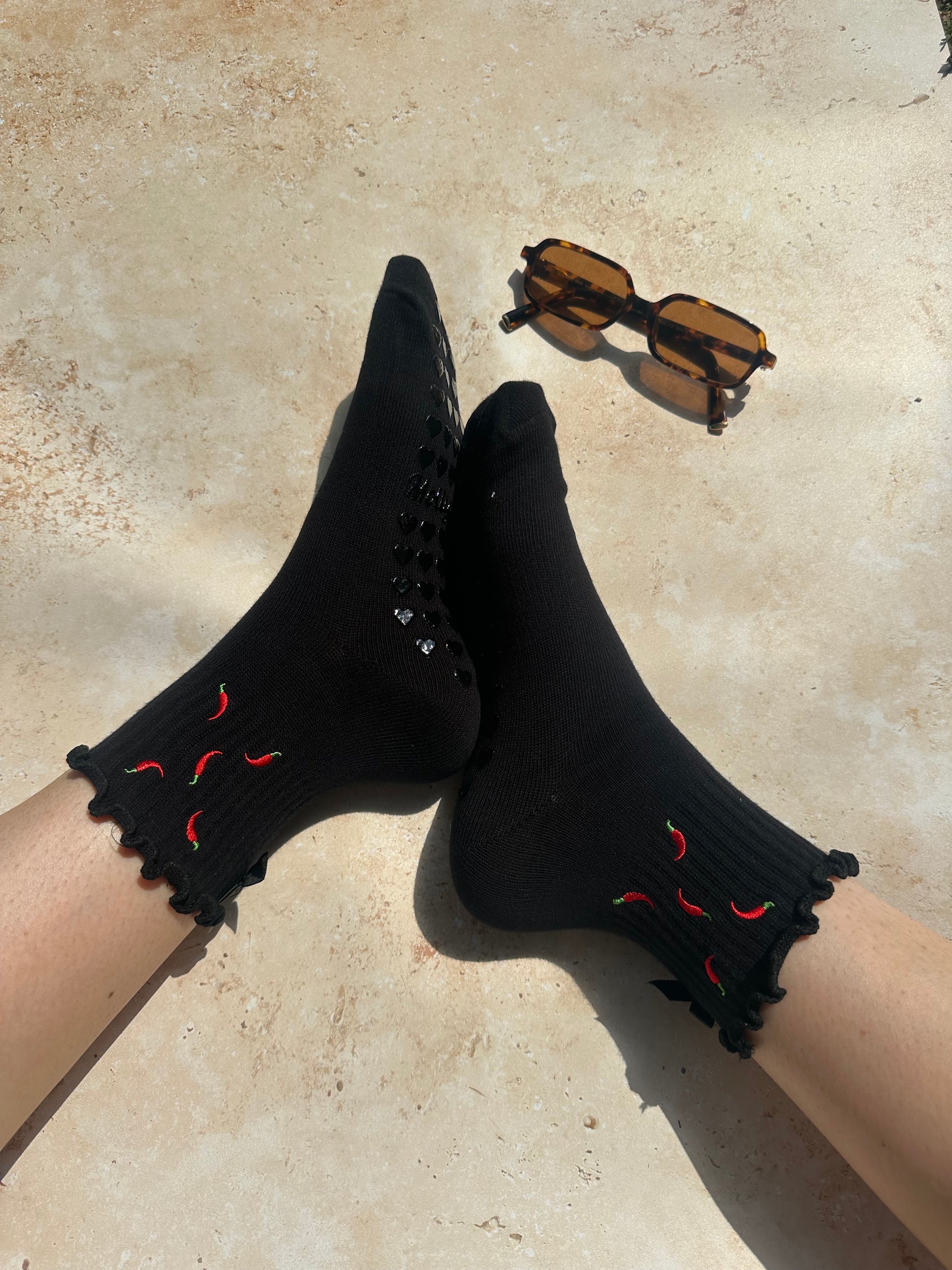 Red hot Pilates socks