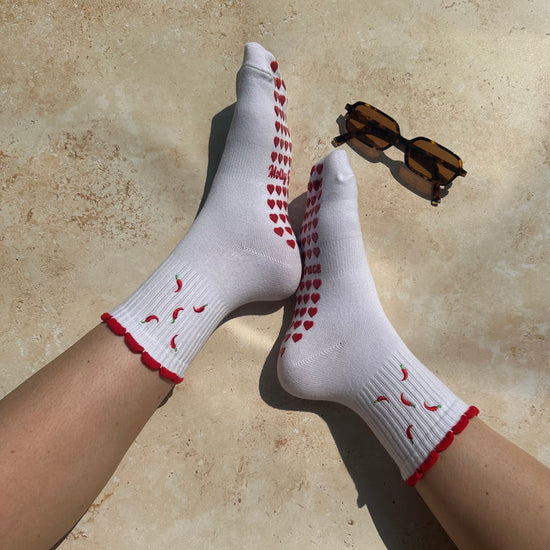 Red ruffle Pilates grips