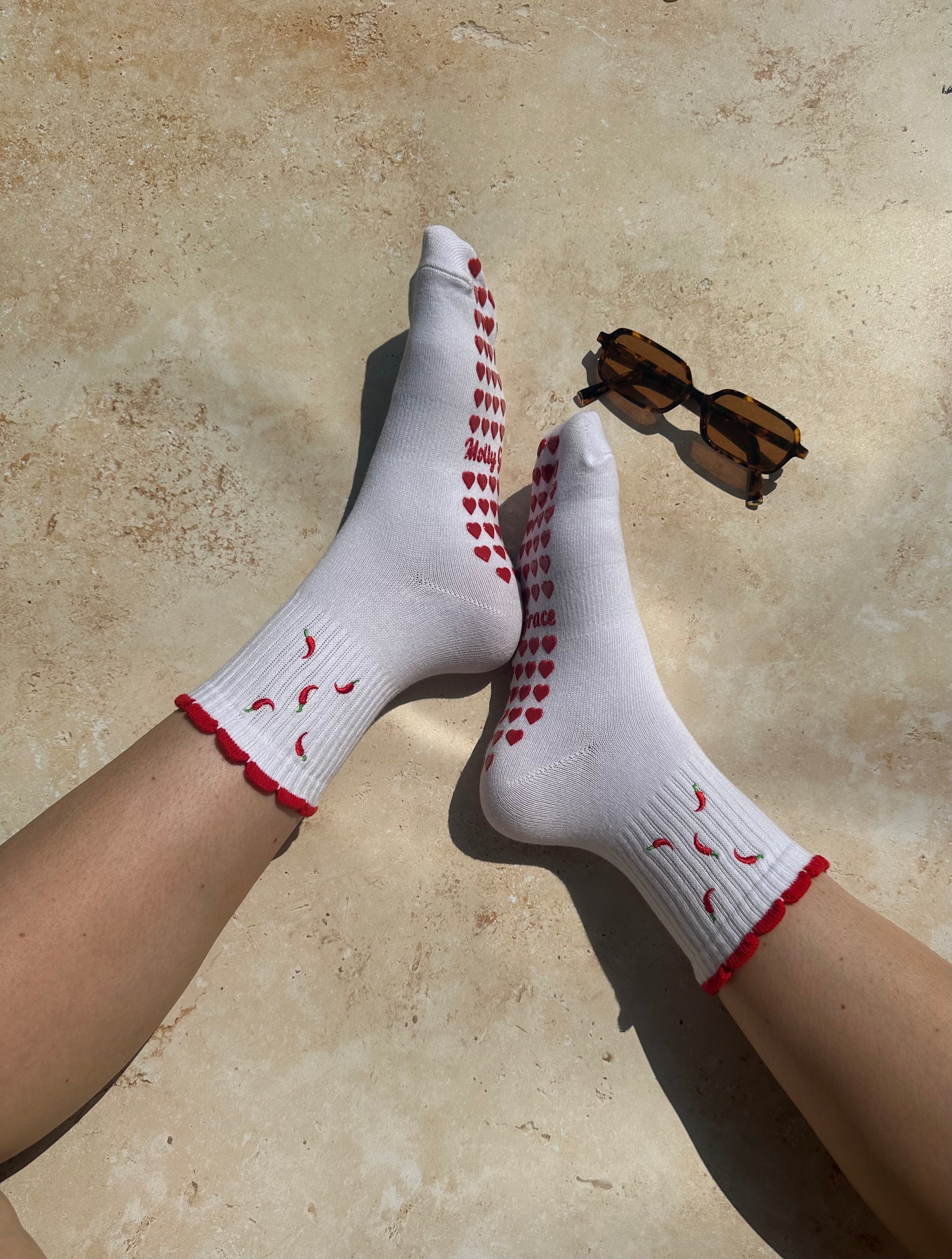 Red ruffle Pilates grips