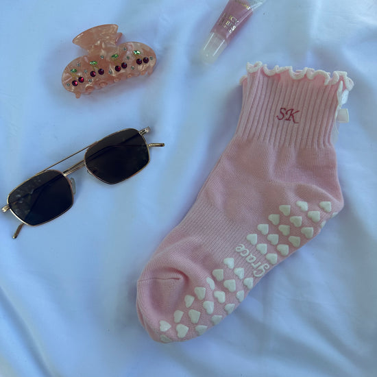 Pink heart non-slip socks