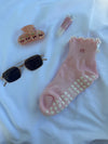 Pink heart non-slip socks