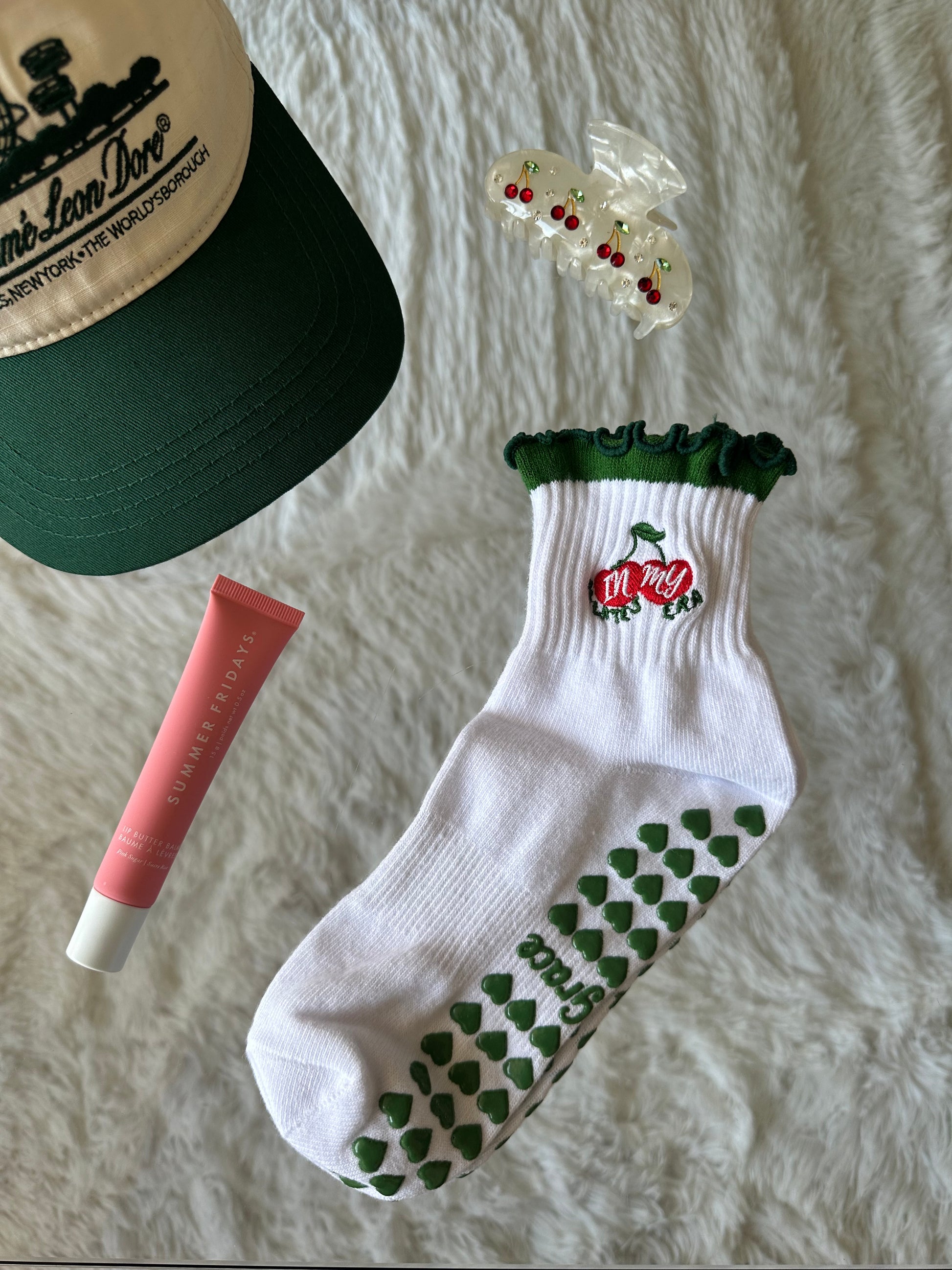 Green heart Pilates socks
