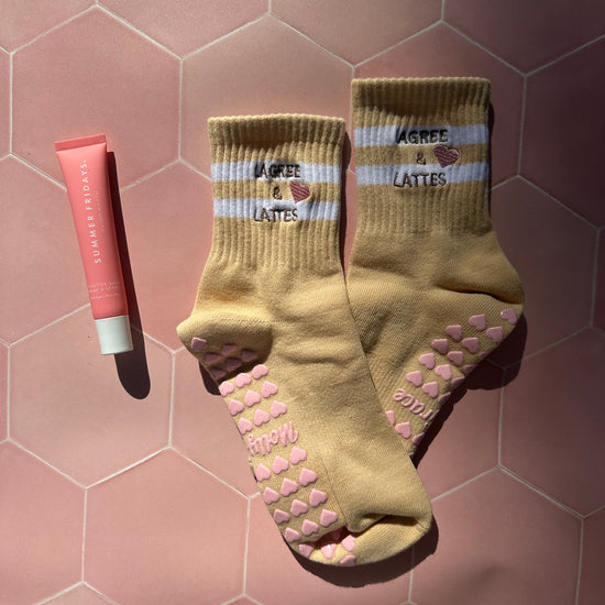 Tan pilates grip socks