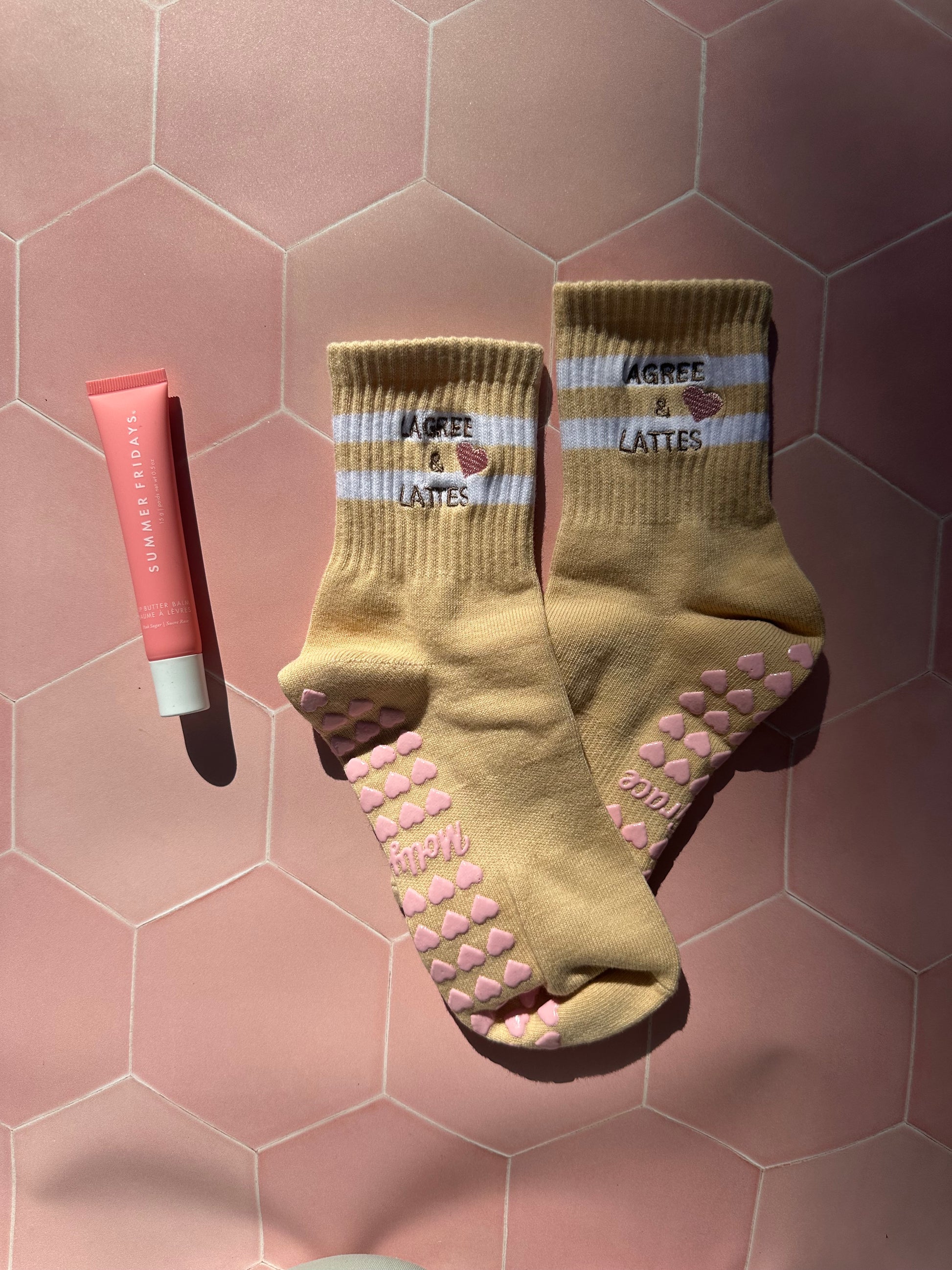 Tan pilates grip socks