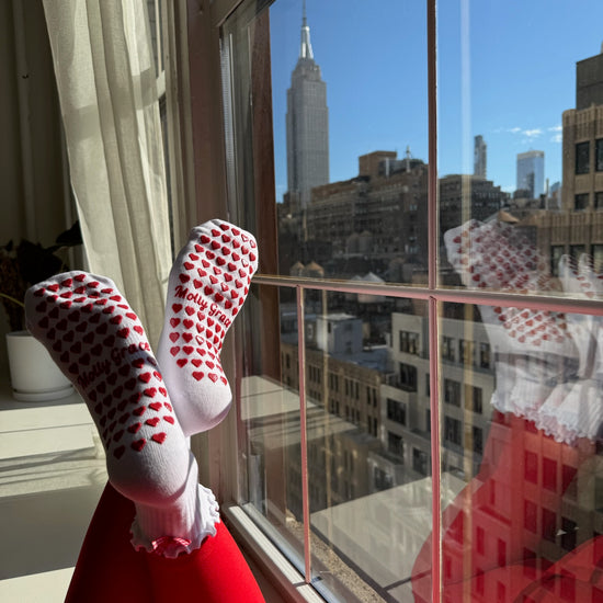 White ruffle grip socks