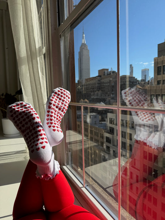 White ruffle grip socks