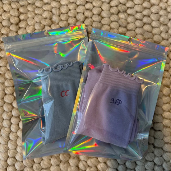 Embroidered ruffle Pilates socks