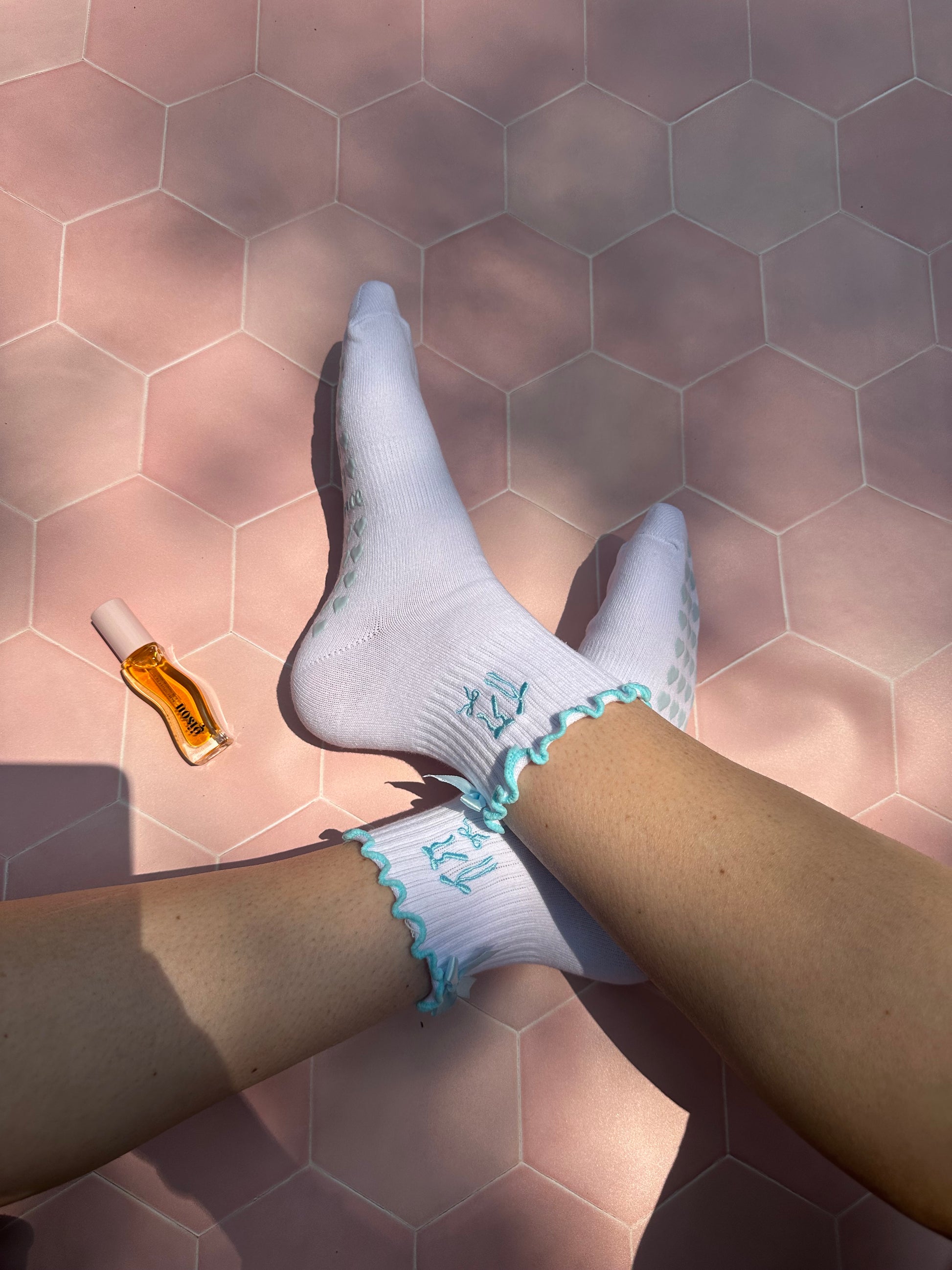 Stylish blue grip socks