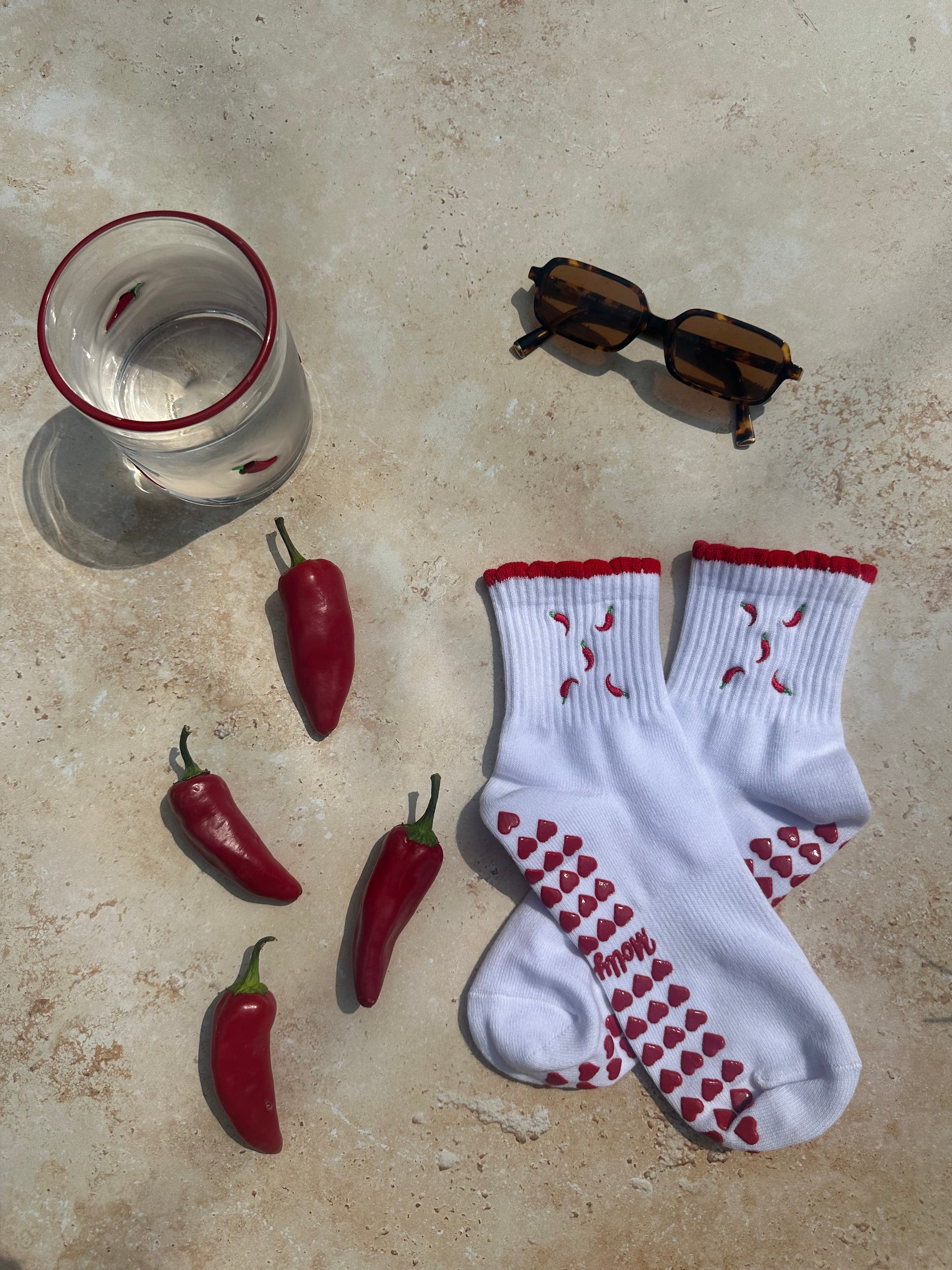Red heart grip socks
