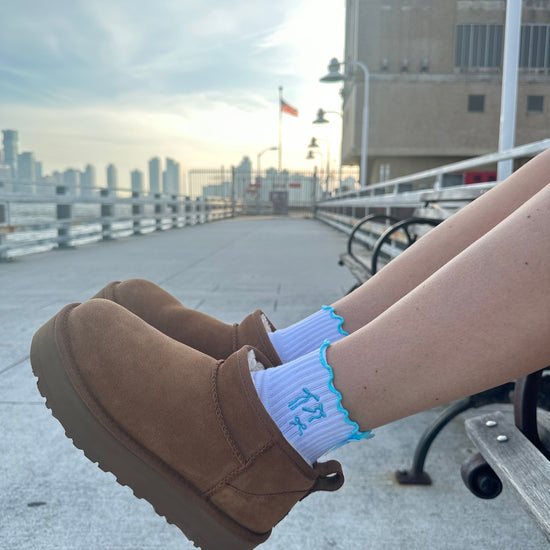 Light blue grip socks