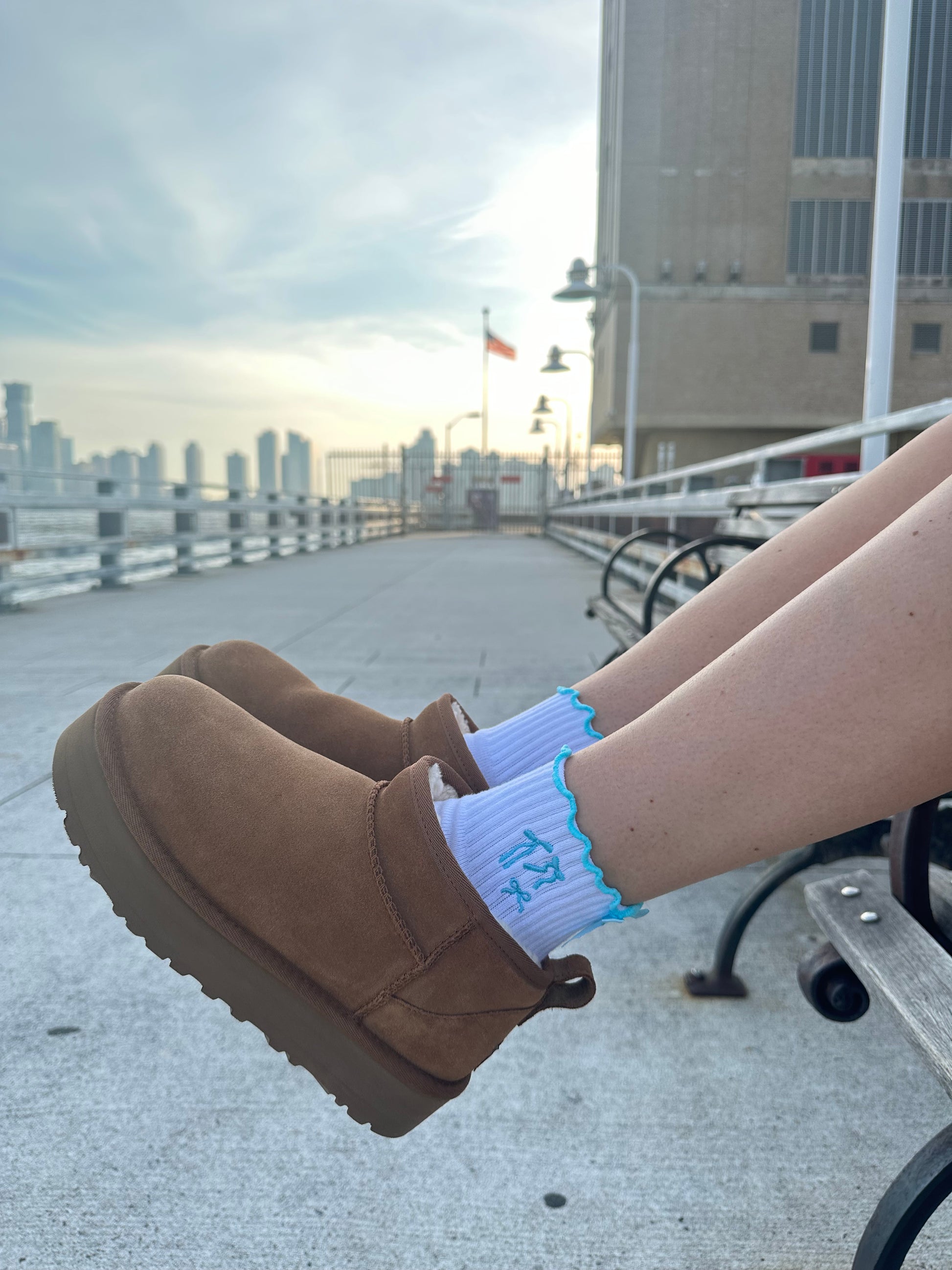 Light blue grip socks