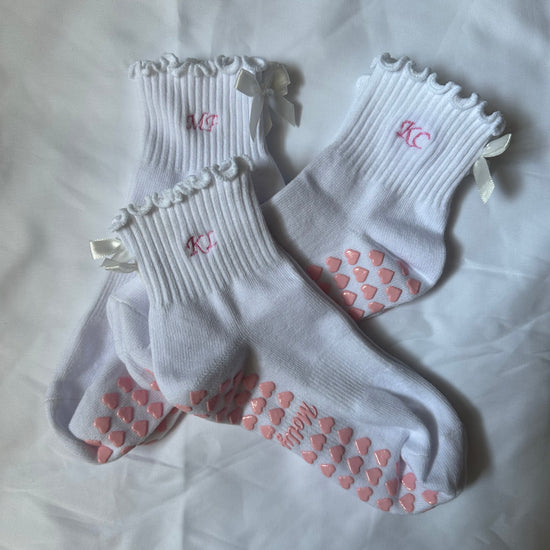 Pink heart yoga grips