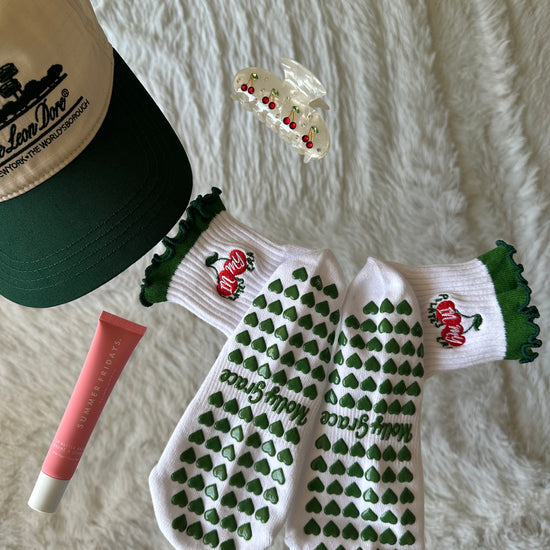 Pilates cherry grip socks