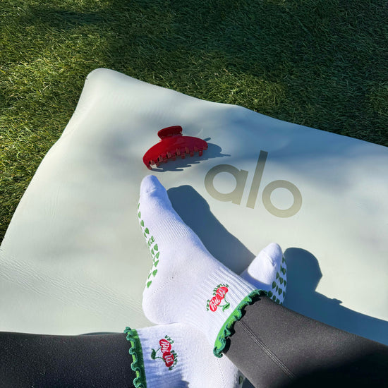 Green ruffle grip socks