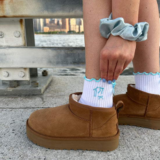 Light blue yoga socks