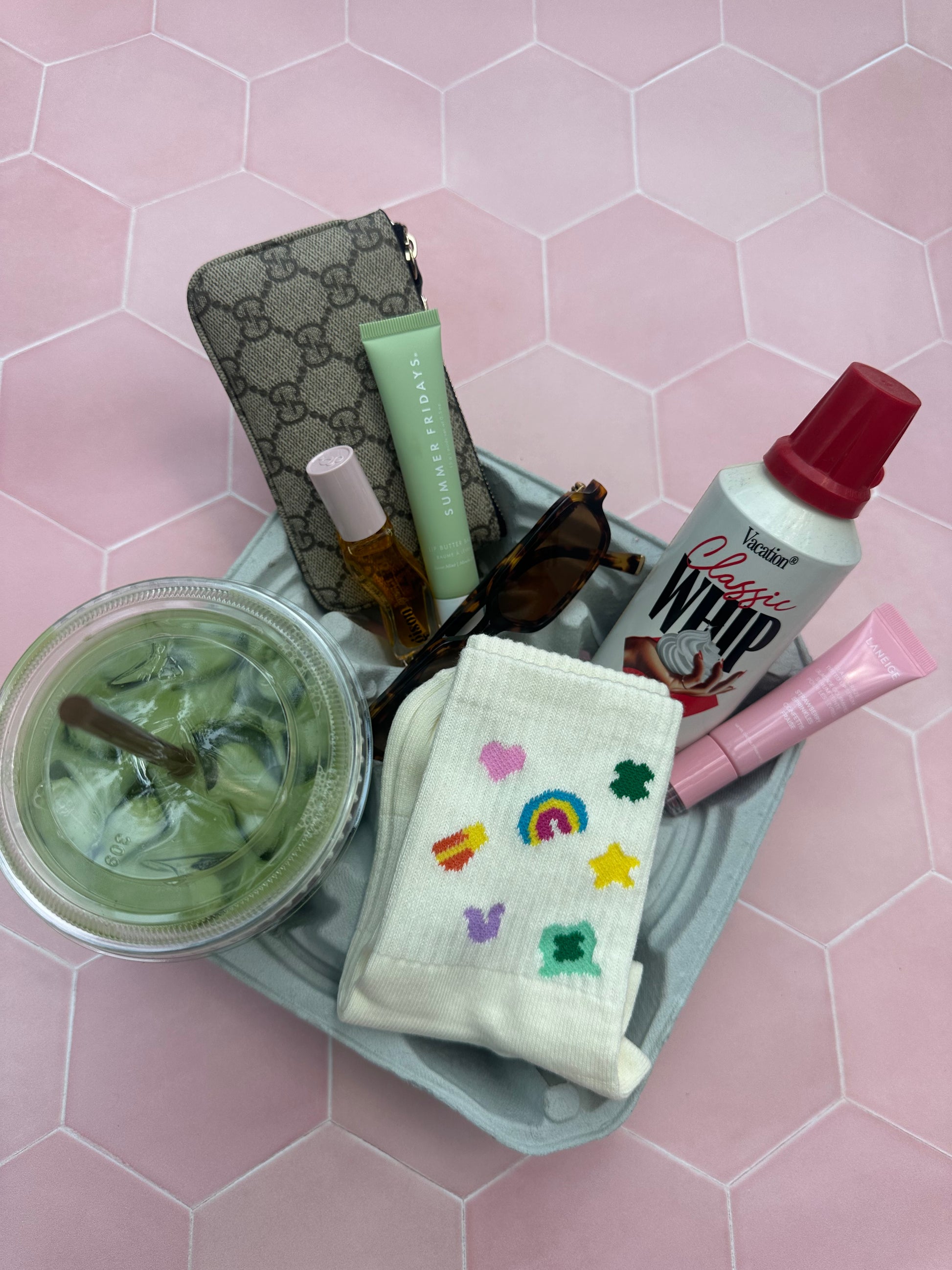 White grip cream socks