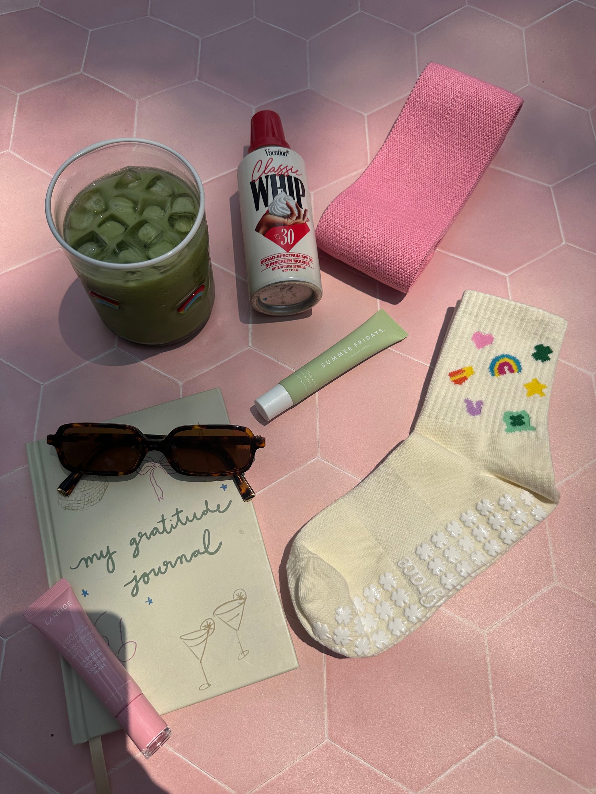 Cream coquette grip socks