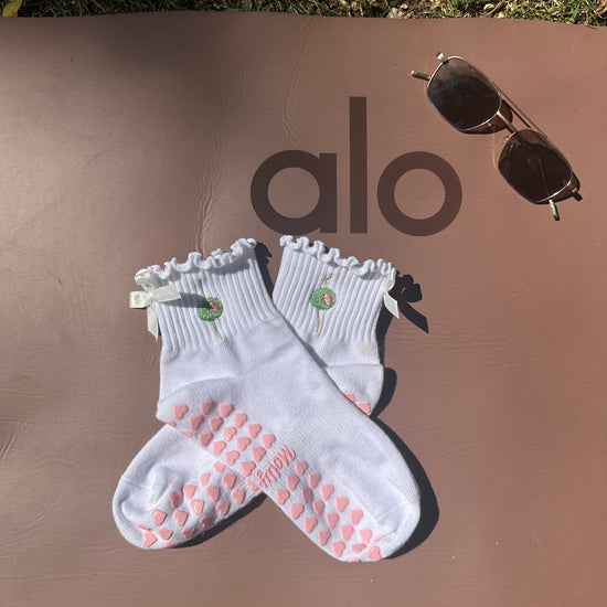 Pink heart grip socks