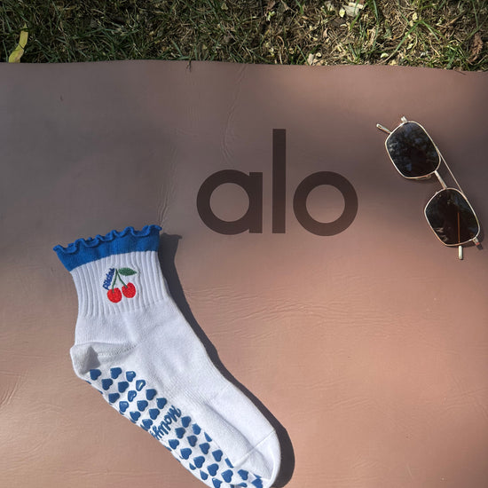 Blue ruffle cherry socks