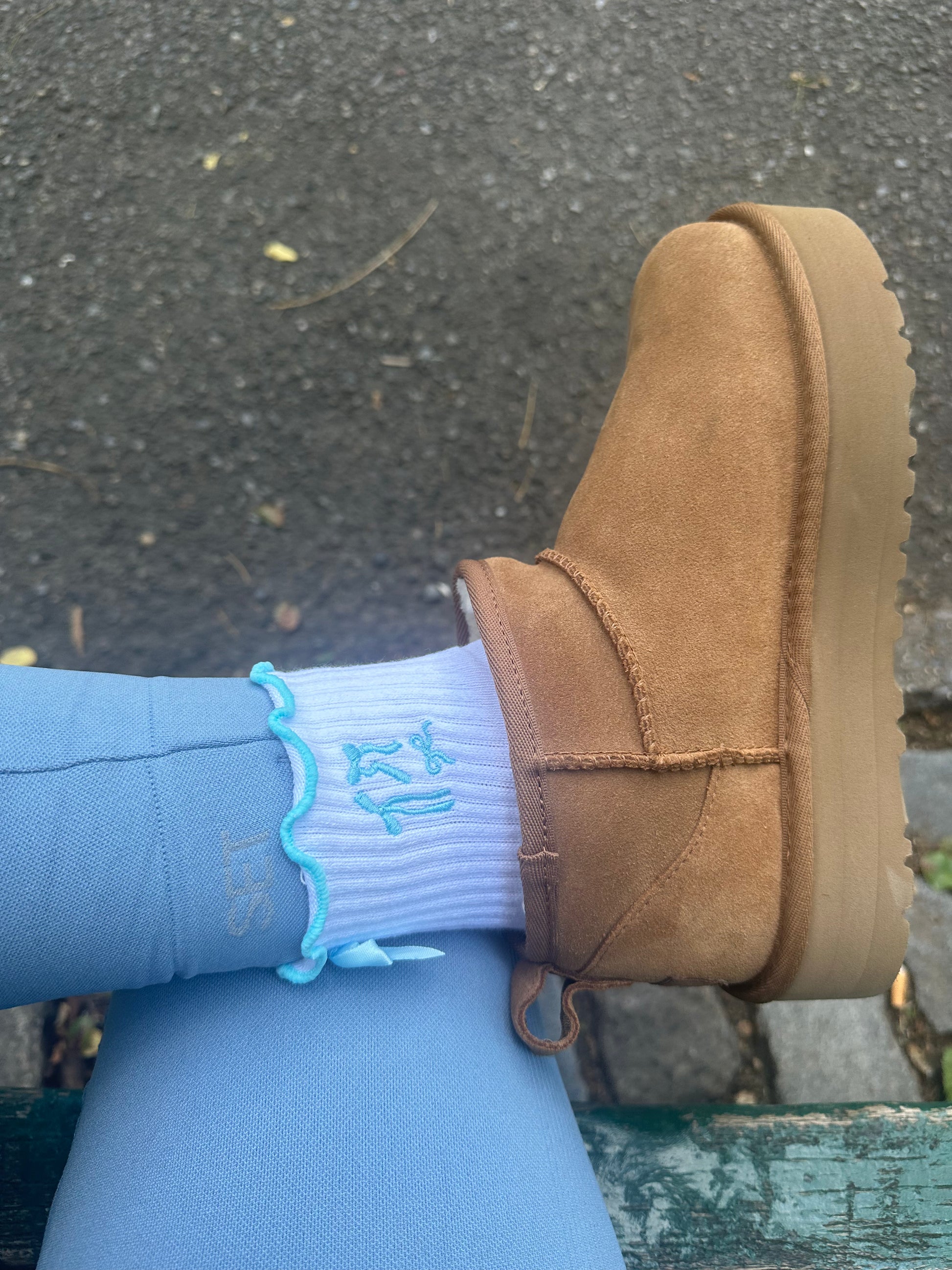 Cute blue bow socks