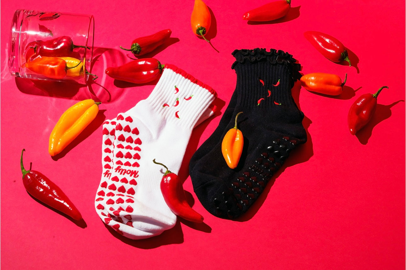 Hot pepper yoga socks