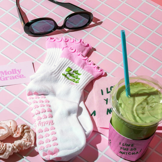Matcha green grip socks