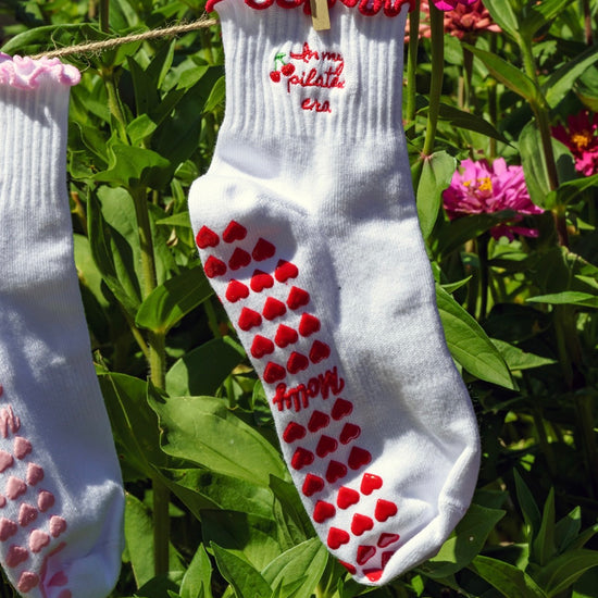 Red cherry Pilates socks