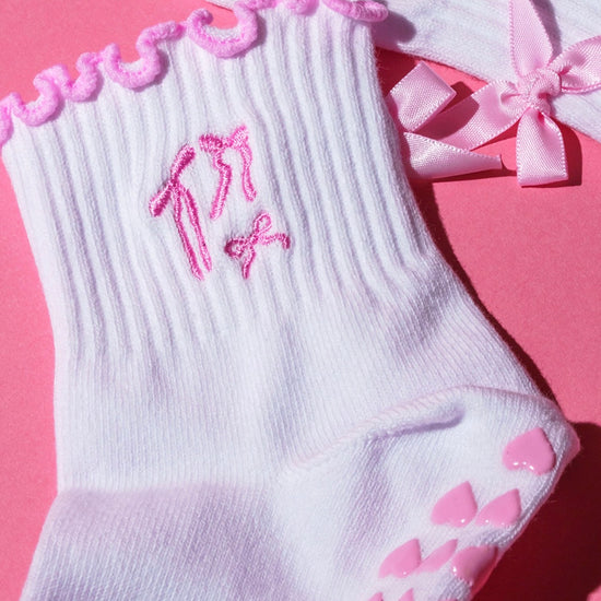 Soft pink grip socks