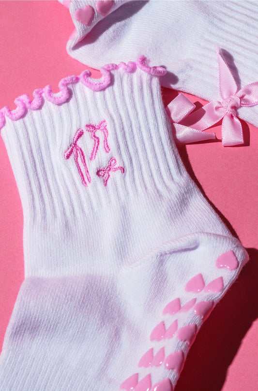 Soft pink grip socks