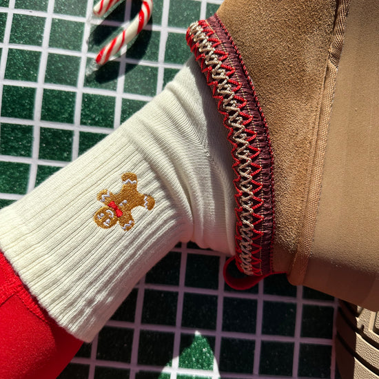 Santa bear embroidered socks