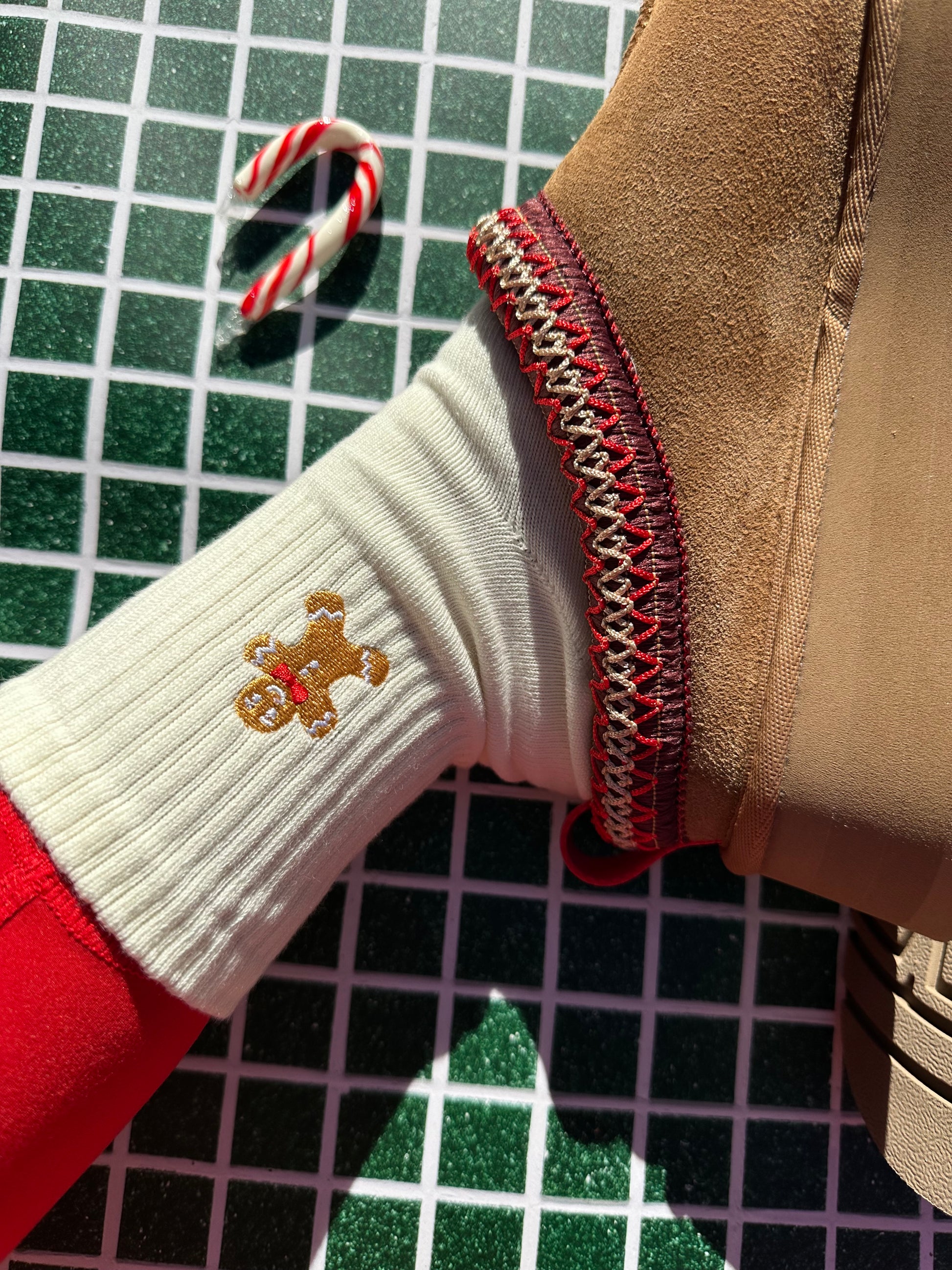 Santa bear embroidered socks