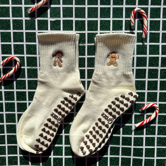 Gingerbread grip socks