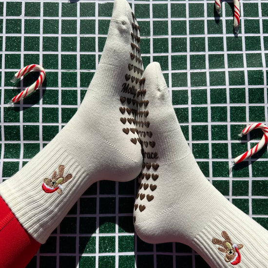 adorable cream grip socks