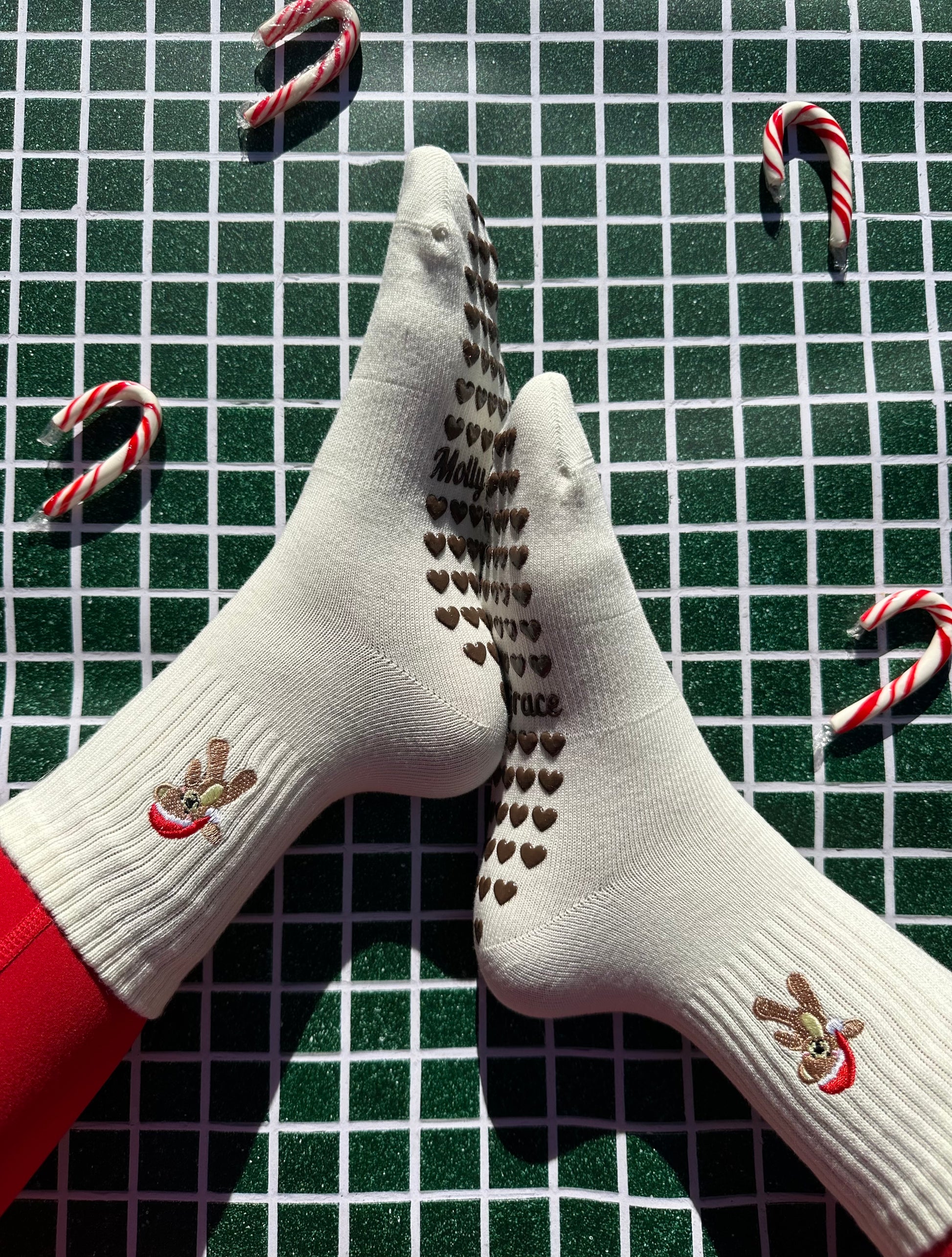 adorable cream grip socks