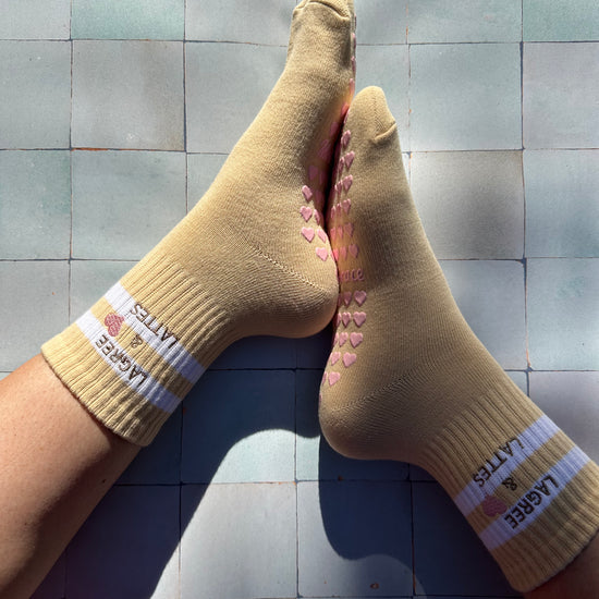 Pink heart grip socks
