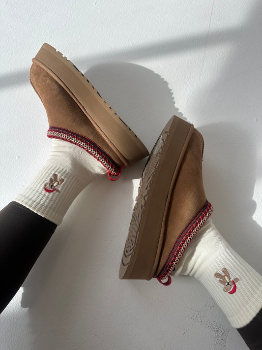 Holiday season cream socks