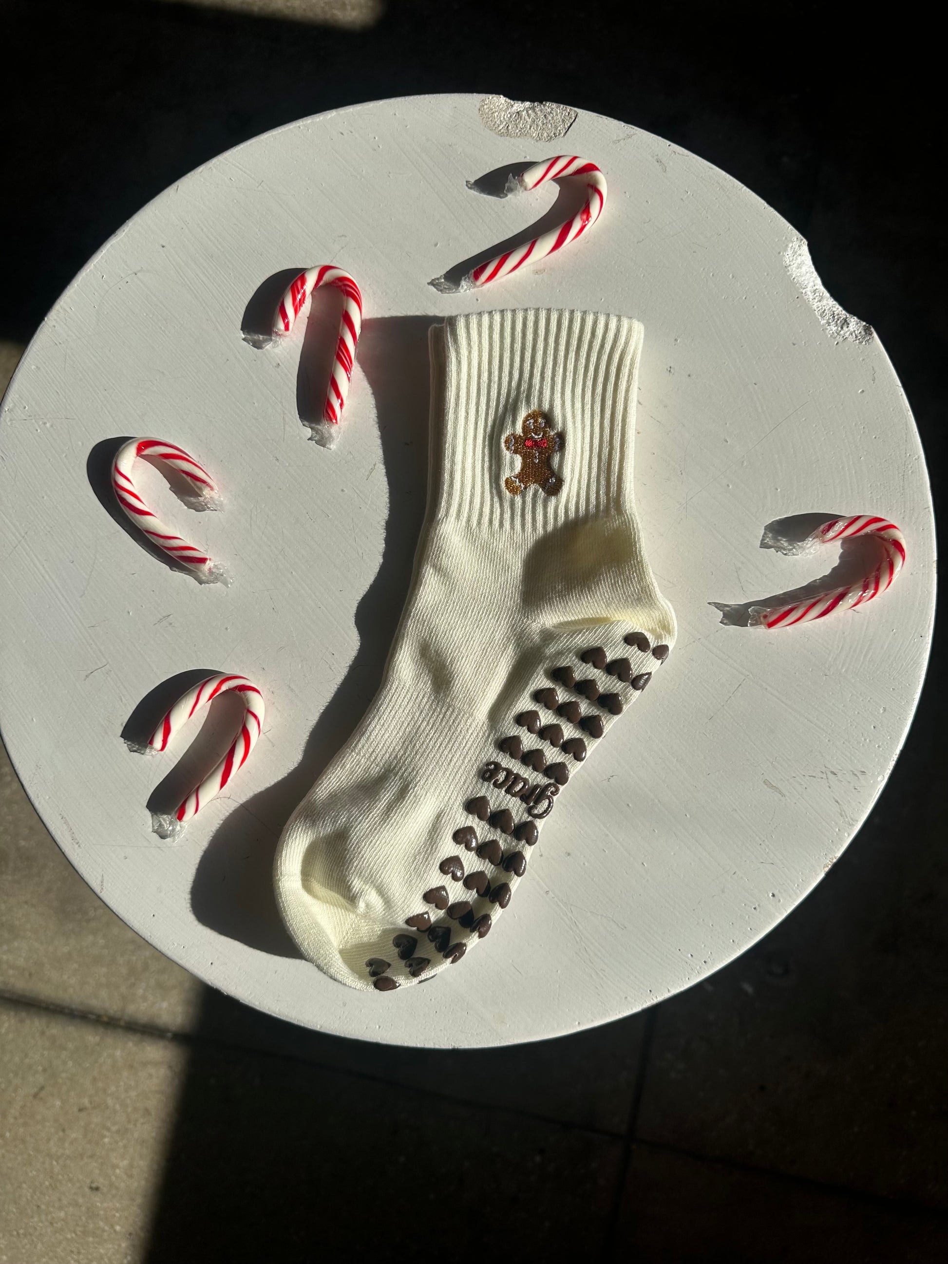 Cream festive bear socks