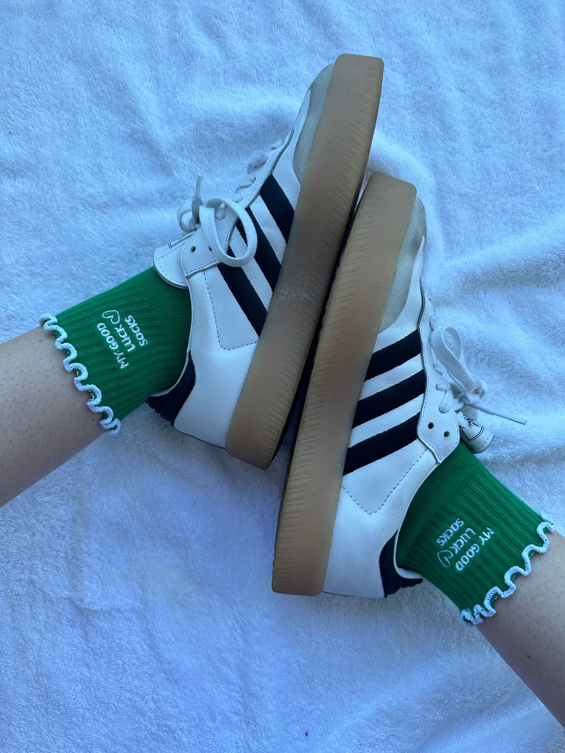 Green white yoga grips