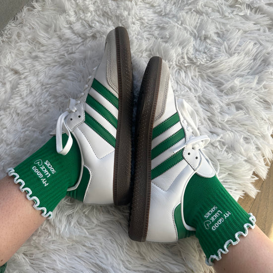 Green white yoga grips