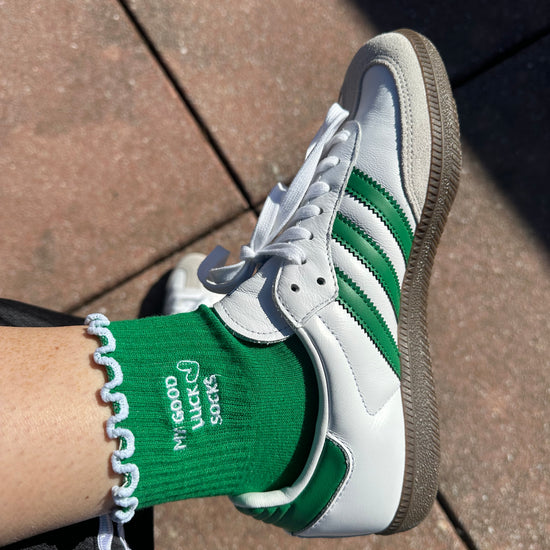 Green Ruffle Grip Socks