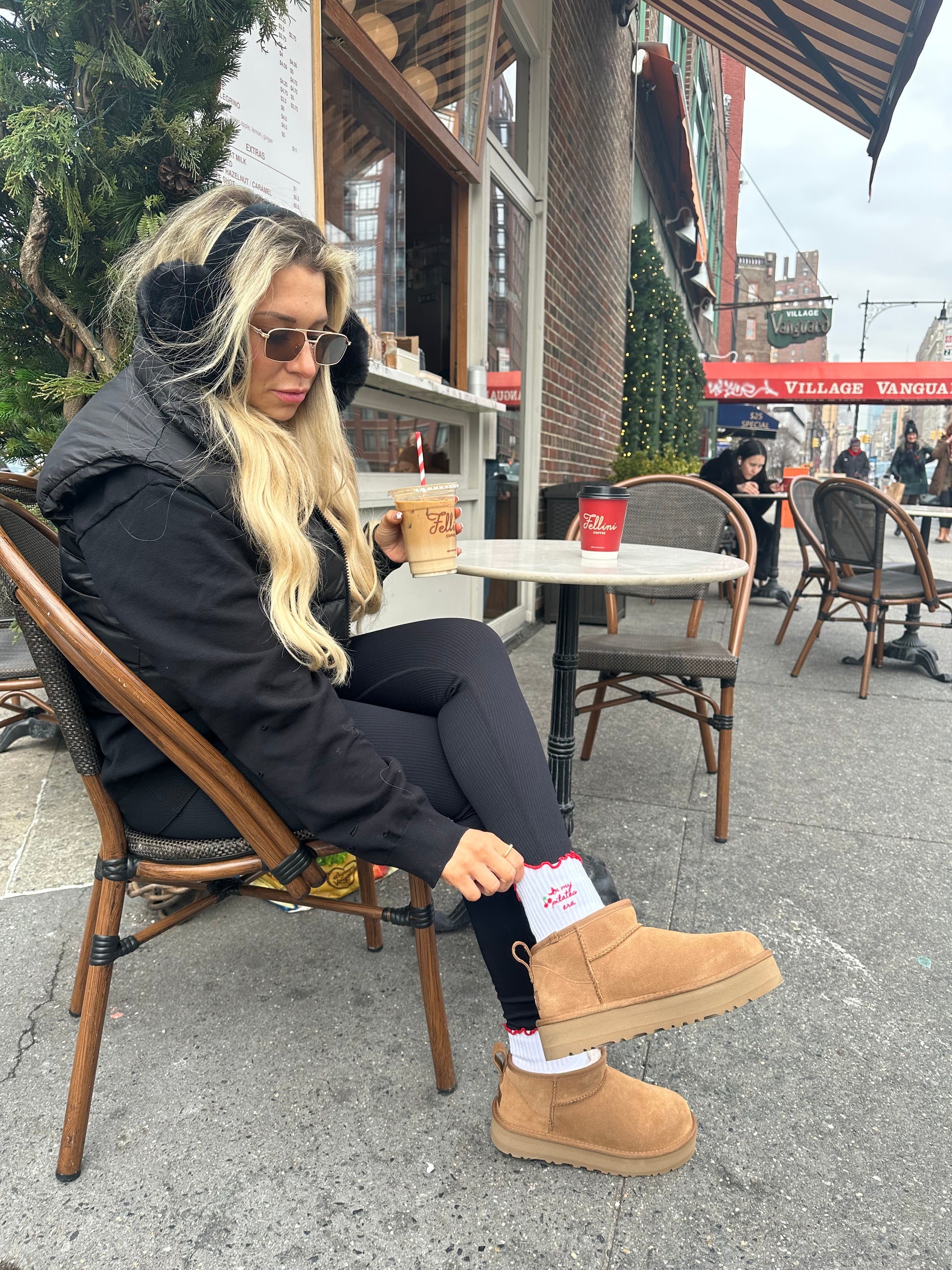 Ruffled red grip socks