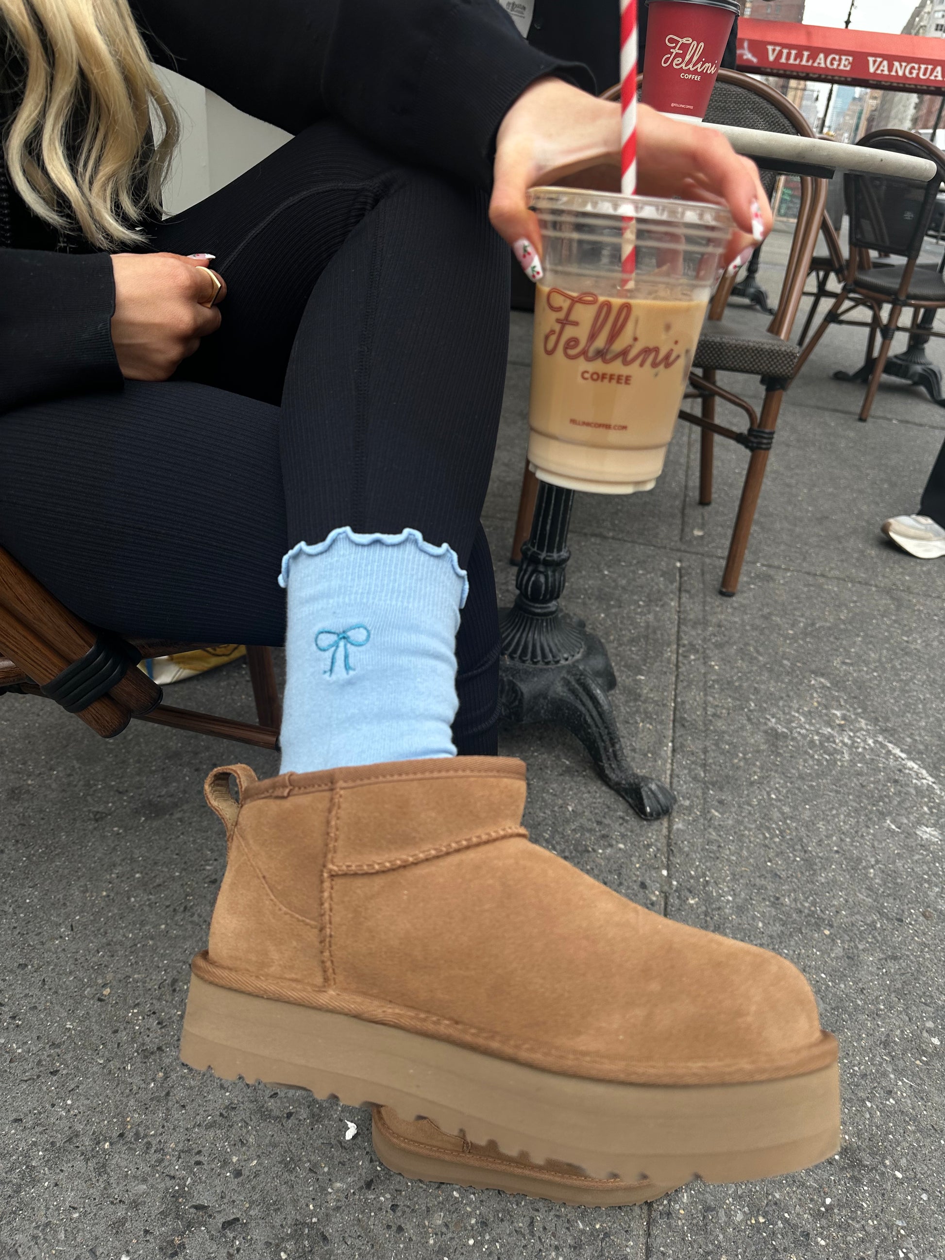 Embroidered Pilates grip socks